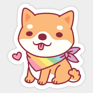 Cute Shiba Inu With Rainbow Pet Bandana Sticker